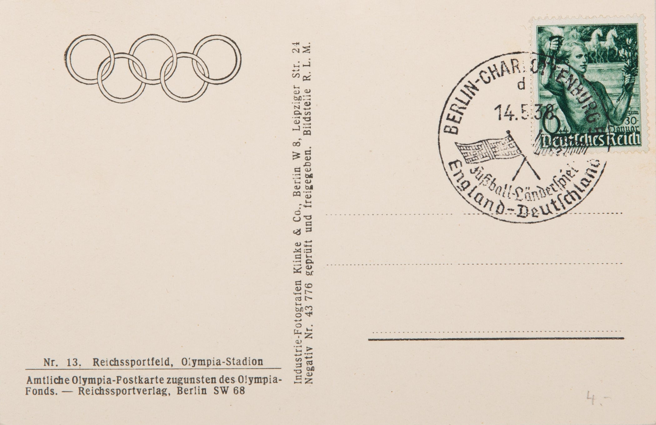 The 10th Olympiad Games Postcard from 1936