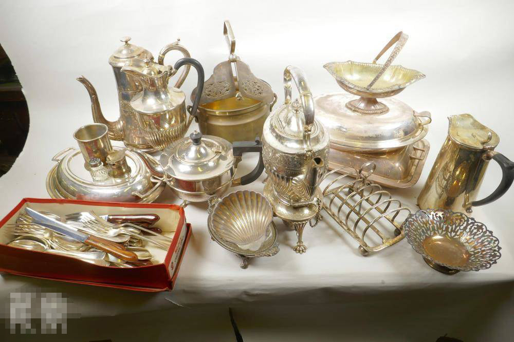 Silver Plate Collection: Coffee Pot, Oval Covered Bowl, and More