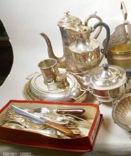 Silver Plate Collection: Coffee Pot, Oval Covered Bowl, and More