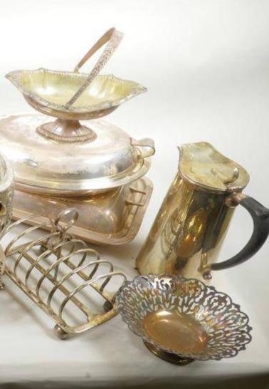 Silver Plate Collection: Coffee Pot, Oval Covered Bowl, and More