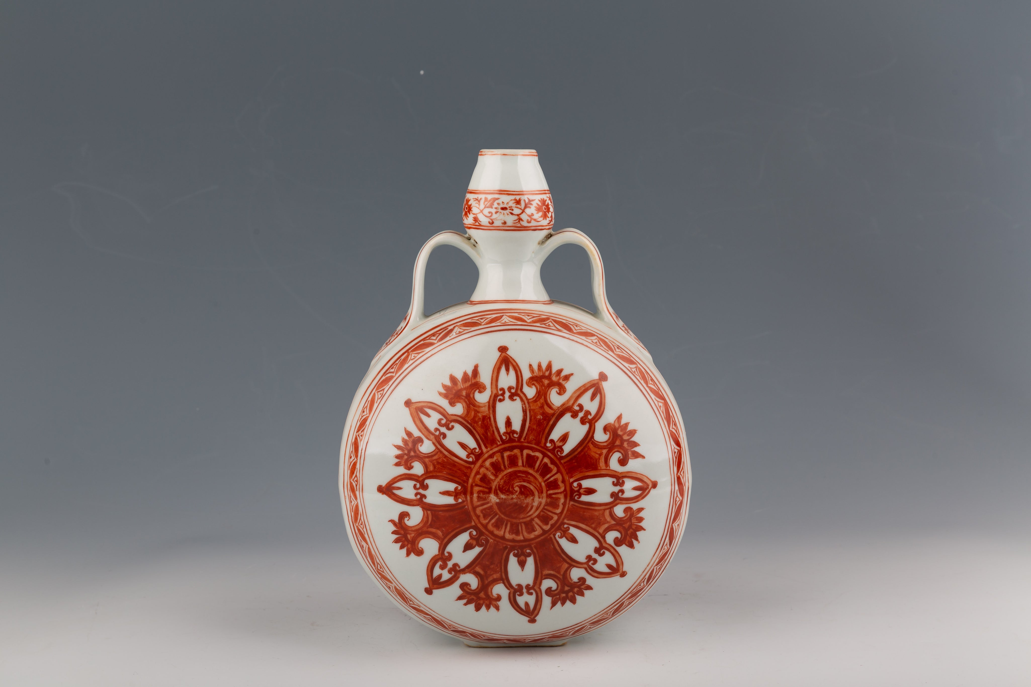 Iron Red Porcelain Moon Vase