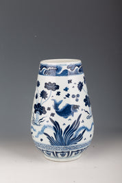 A Pair of Chinese Blue and White Glazed Porcelain Vases