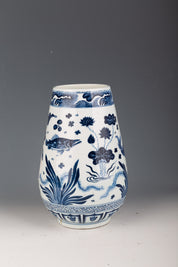 A Pair of Chinese Blue and White Glazed Porcelain Vases