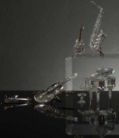 Swarovski Crystal Ballerina and Musical Instrument Statues
