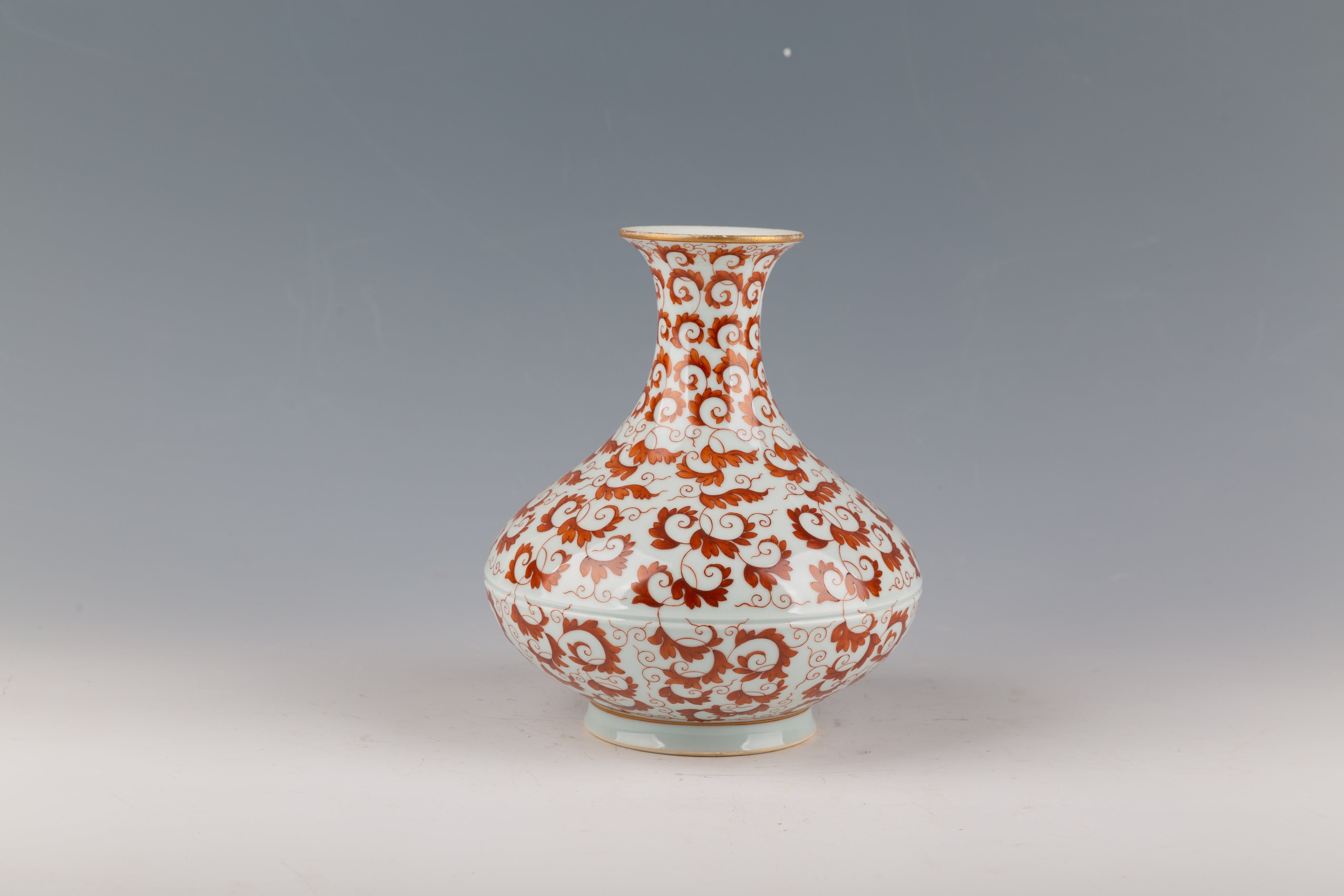 Chinese Porcelain Vase with Iron Red Glaze Leaf Pattern - Albert Gallatin Estate