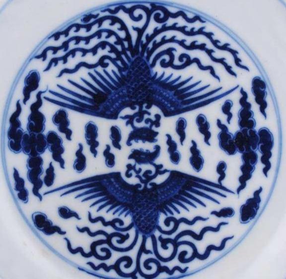 Qing Dynasty Guangxu Blue and White Phoenix-Bird Plate