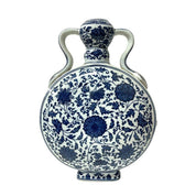 Antique Qianlong Period Large Blue and White Garlic-Head Moon Flask Vase