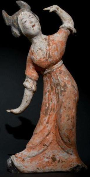 Pair of Chinese Tang Dynasty Terracotta Dancer Figures