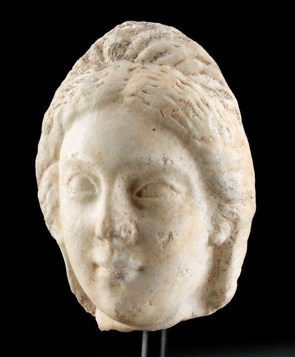 Roman Marble Head of a Woman or Goddess