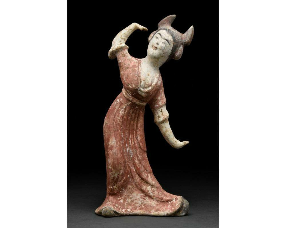 Authentic Tang Dynasty Terra Cotta Female Dancer - Rare Cultural Relic, H11.81"