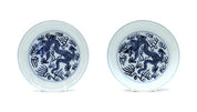 Pair of Chinese Blue and White Plates with Dragon Motif