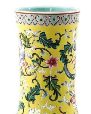 Yellow-Ground Rose Pastel Floral Porcelain, Qianlong Mark