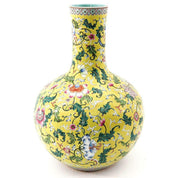 Yellow-Ground Rose Pastel Floral Porcelain, Qianlong Mark