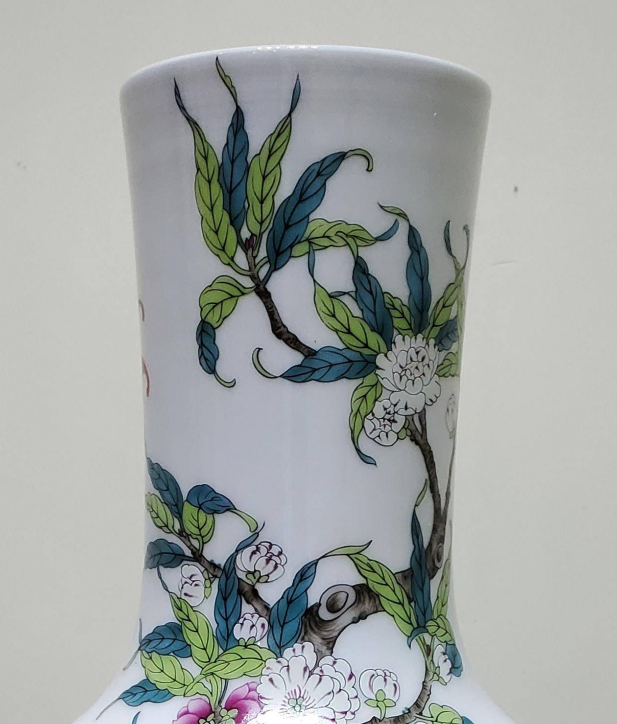 Large Chinese Peach Bloom Bottle Vase