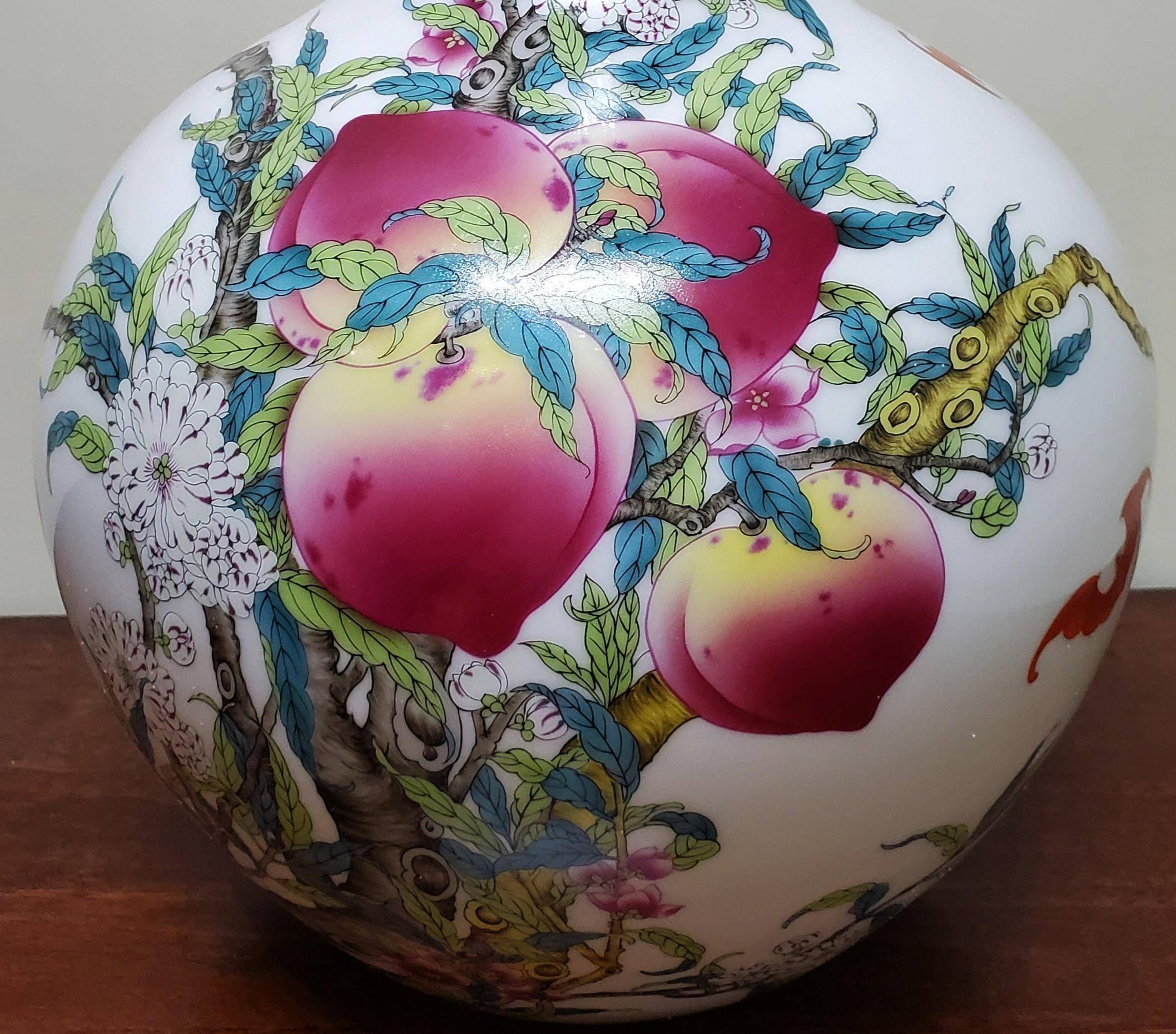 Large Chinese Peach Bloom Bottle Vase