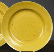 Pair of Yellow Porcelain Plates