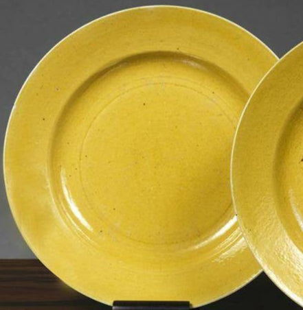 Pair of Yellow Porcelain Plates