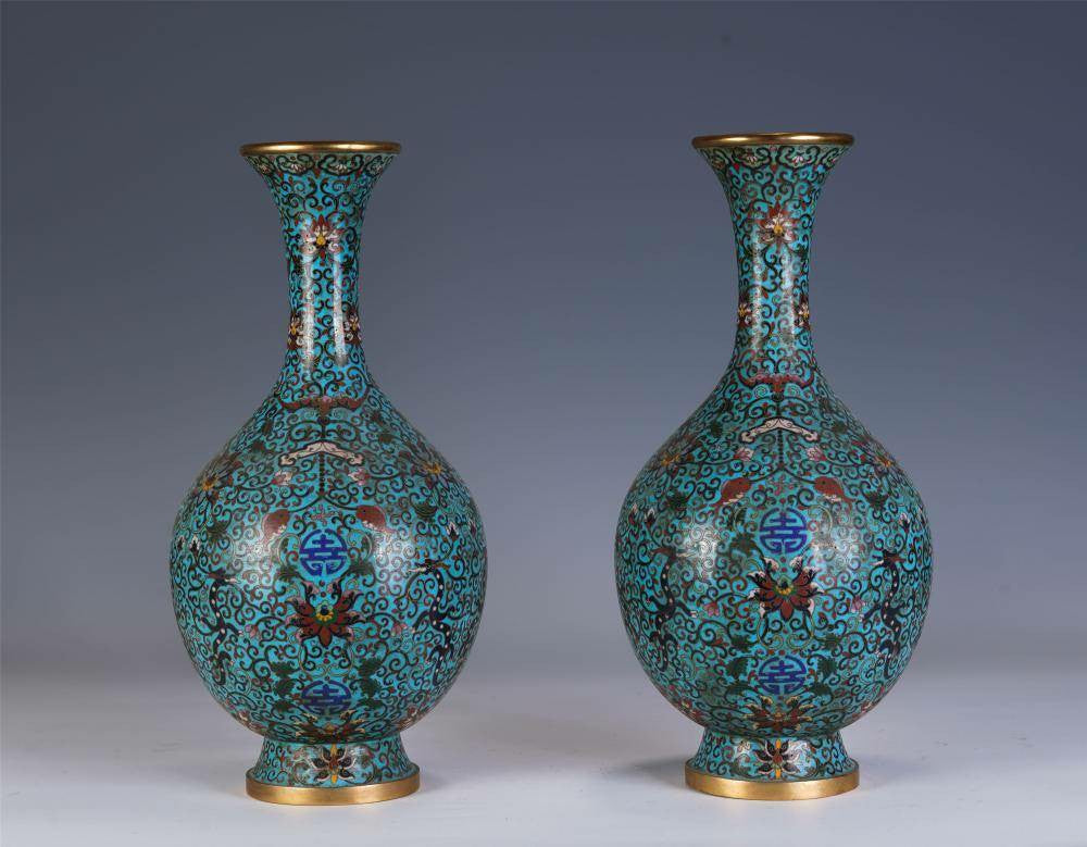 Pair of Green Porcelain Vases