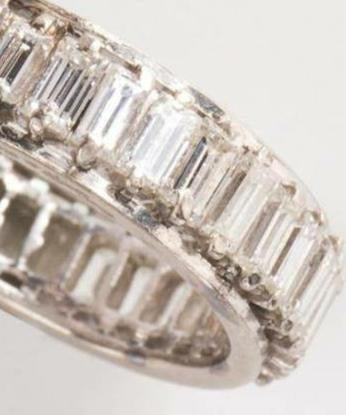 Diamond and Fourteen Karat White Gold Band Ring