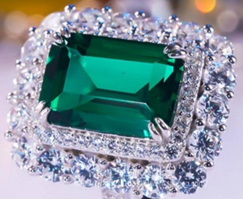 Emerald, Diamond, and Eighteen Karat Gold Ring