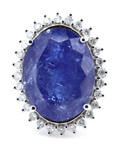 14ct White Gold Tanzanite and Diamond Halo Ring