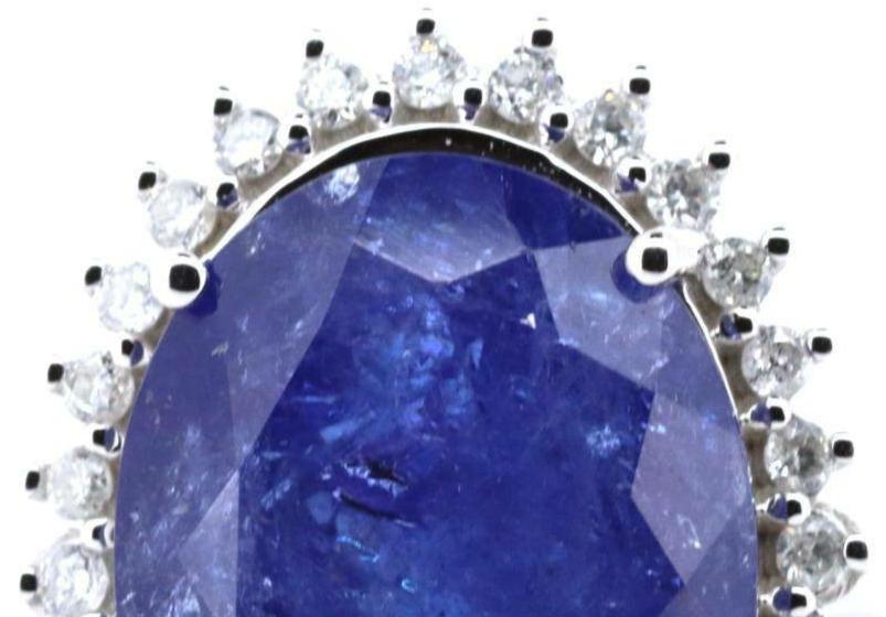 14ct White Gold Tanzanite and Diamond Halo Ring