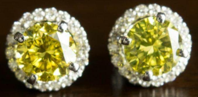 Pair of Yellow Diamond Stud Earrings