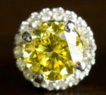 Pair of Yellow Diamond Stud Earrings