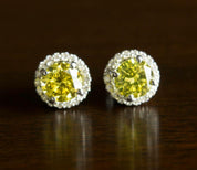 Pair of Yellow Diamond Stud Earrings