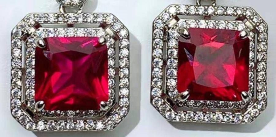 Ruby and Diamond Dangle Earrings