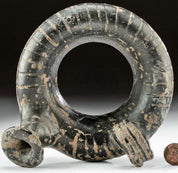 Rare Greek Blackware Ring-Shaped Askos