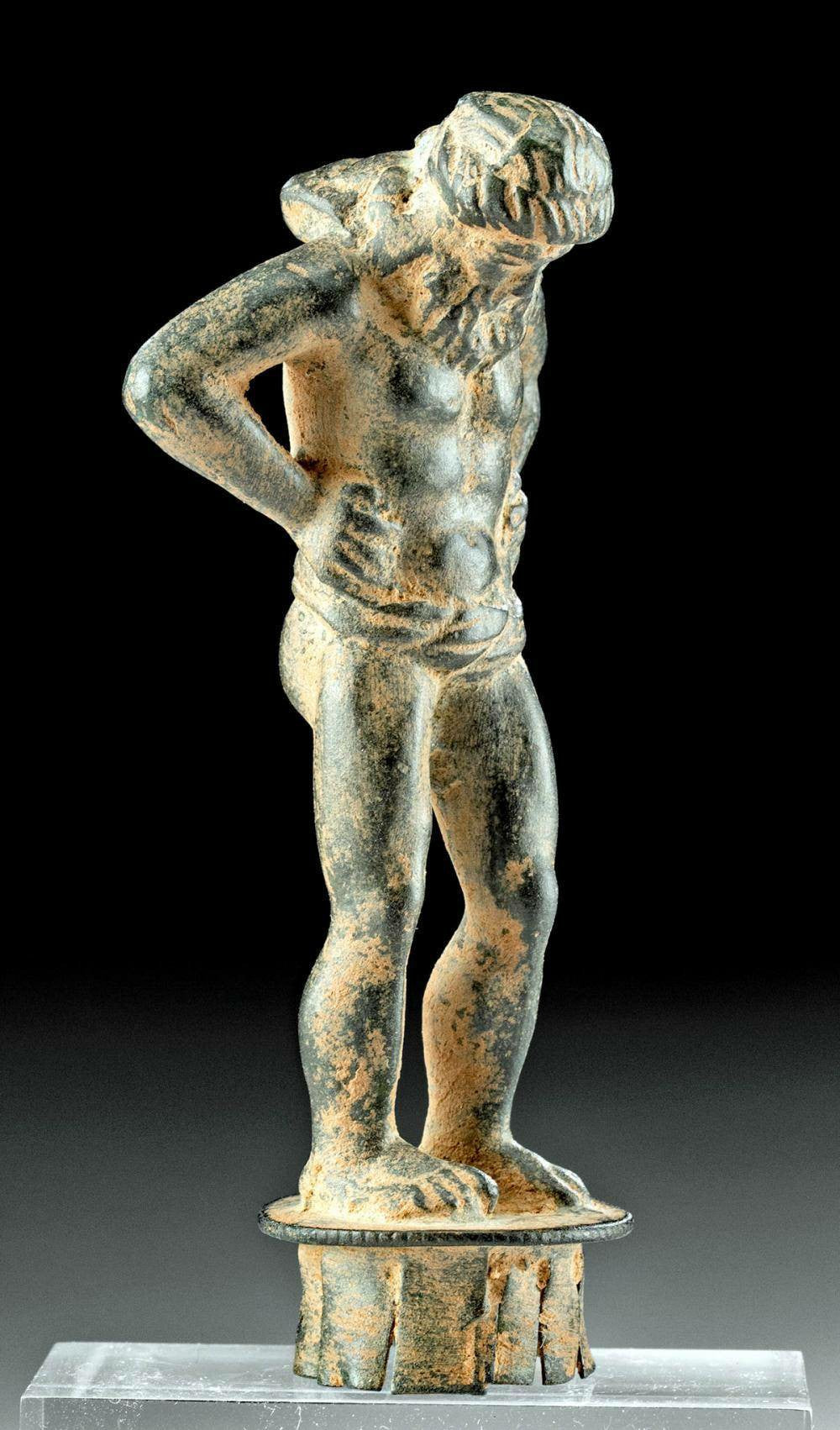 Hellenistic Greek Leaded Bronze Standing Satyr