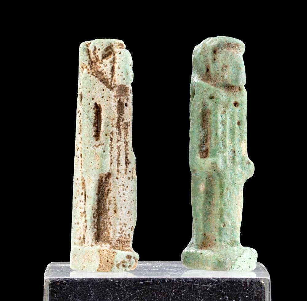 Egyptian Treasures! Late Dynastic Period Painted Pottery Amulets -Deity Figures