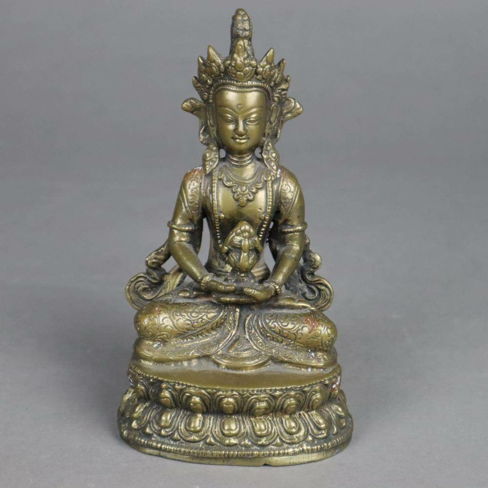 Rare Antique 19th Century Nepali Bronze Buddha Statue - Spiritual Artwork