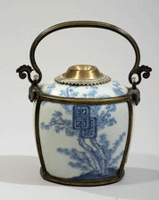 19th Century Vietnamese Porcelain Water Pipe with "Tho" (Longevity) Characters and Plum Blossom Motif