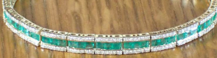 14K Gold Emerald and Diamond Bracelet