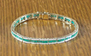 14K Gold Emerald and Diamond Bracelet