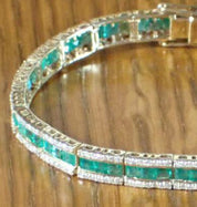 14K Gold Emerald and Diamond Bracelet