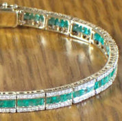 14K Gold Emerald and Diamond Bracelet