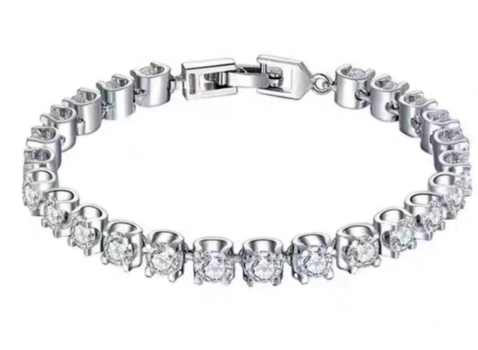 14K White Gold 2 CTW Half Baffle Tennis Bracelet