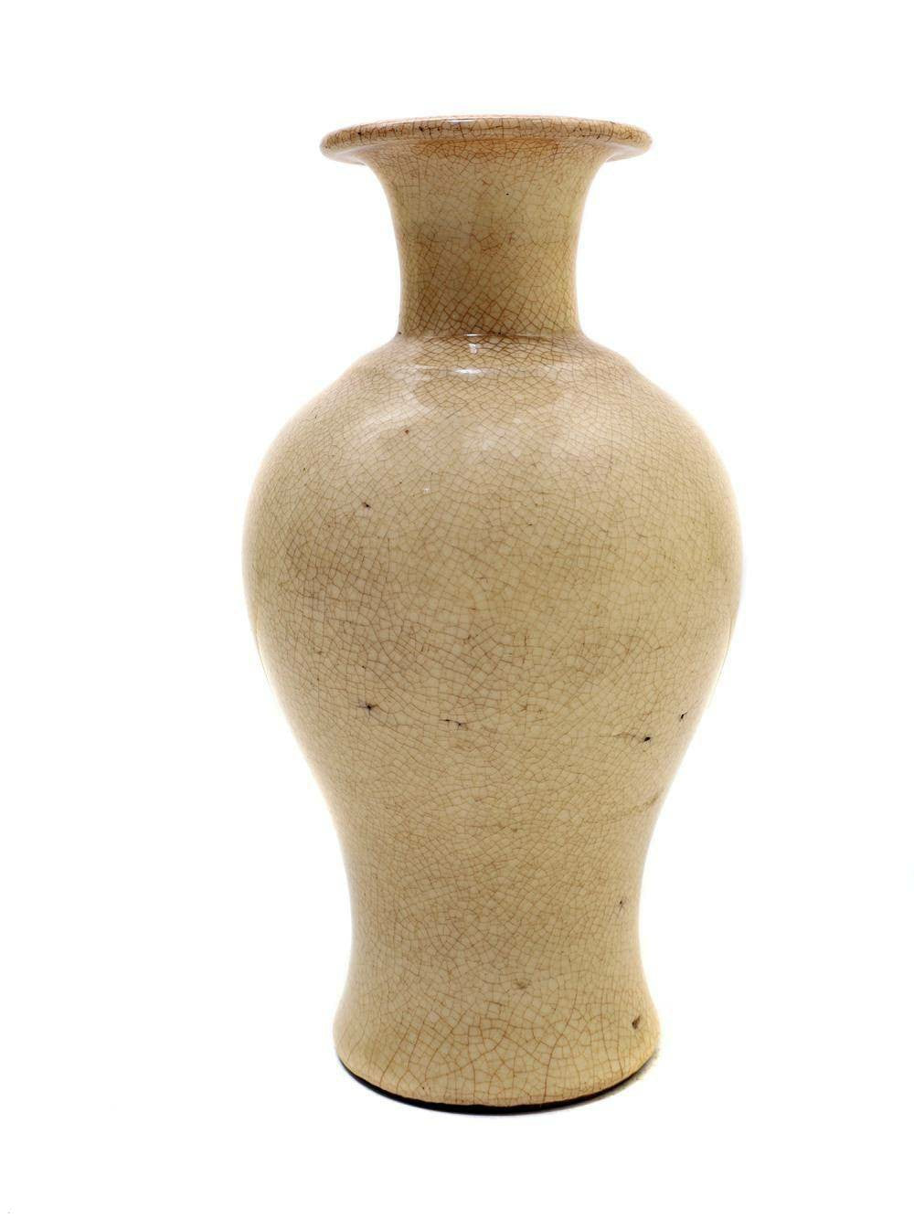 Beige Chinese Glazed Pottery Vase