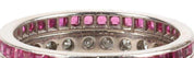 Antique 14K White Gold Diamond and Ruby Triple Row Ring