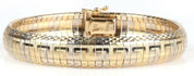 Italian 14K Two-Tone Gold Omega Bracelet with Greek Key Design