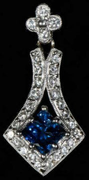 14K White Gold Hanging Earrings with Sapphires and Diamonds