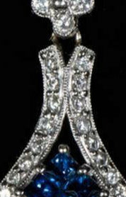 14K White Gold Hanging Earrings with Sapphires and Diamonds