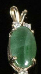 Emerald Green 14K Gold Pendant with Diamonds and Ring