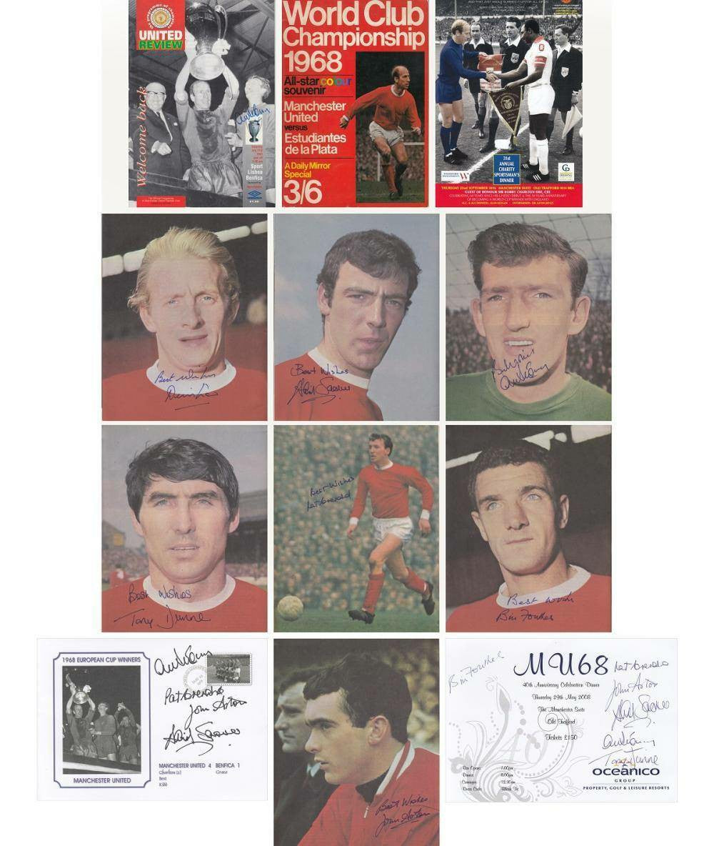 Manchester United 1968 European Cup Autographed Memorabilia Lot