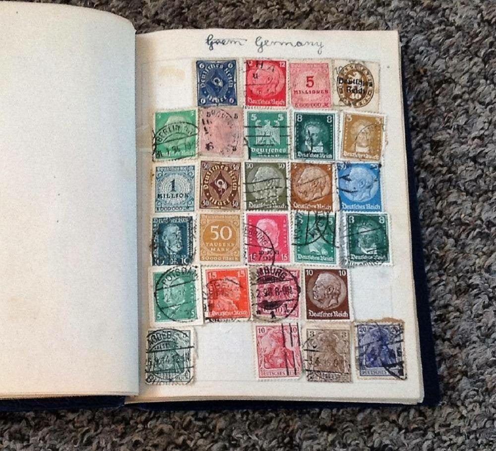 Vintage Stamp Collection in Hardcover Miniature Album