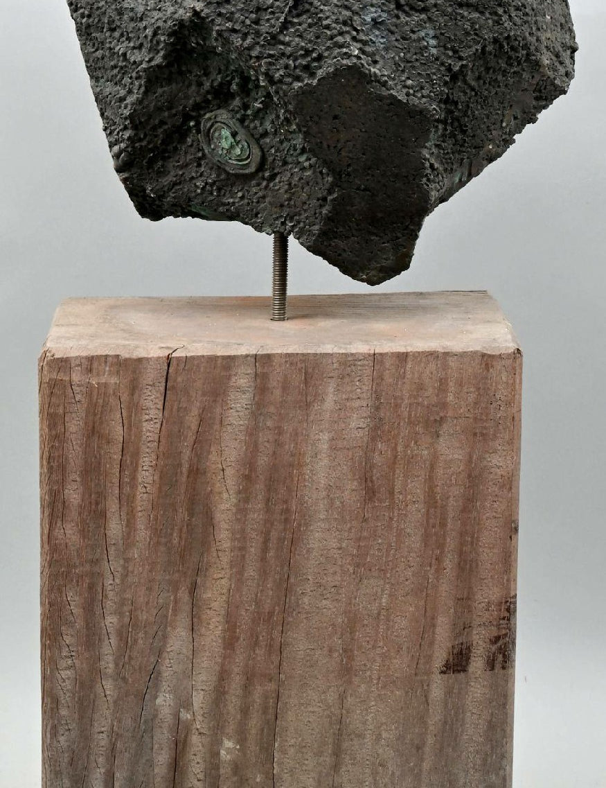 Unique Amorphous Stone Chicken Sculpture - Bronze, Antique Color