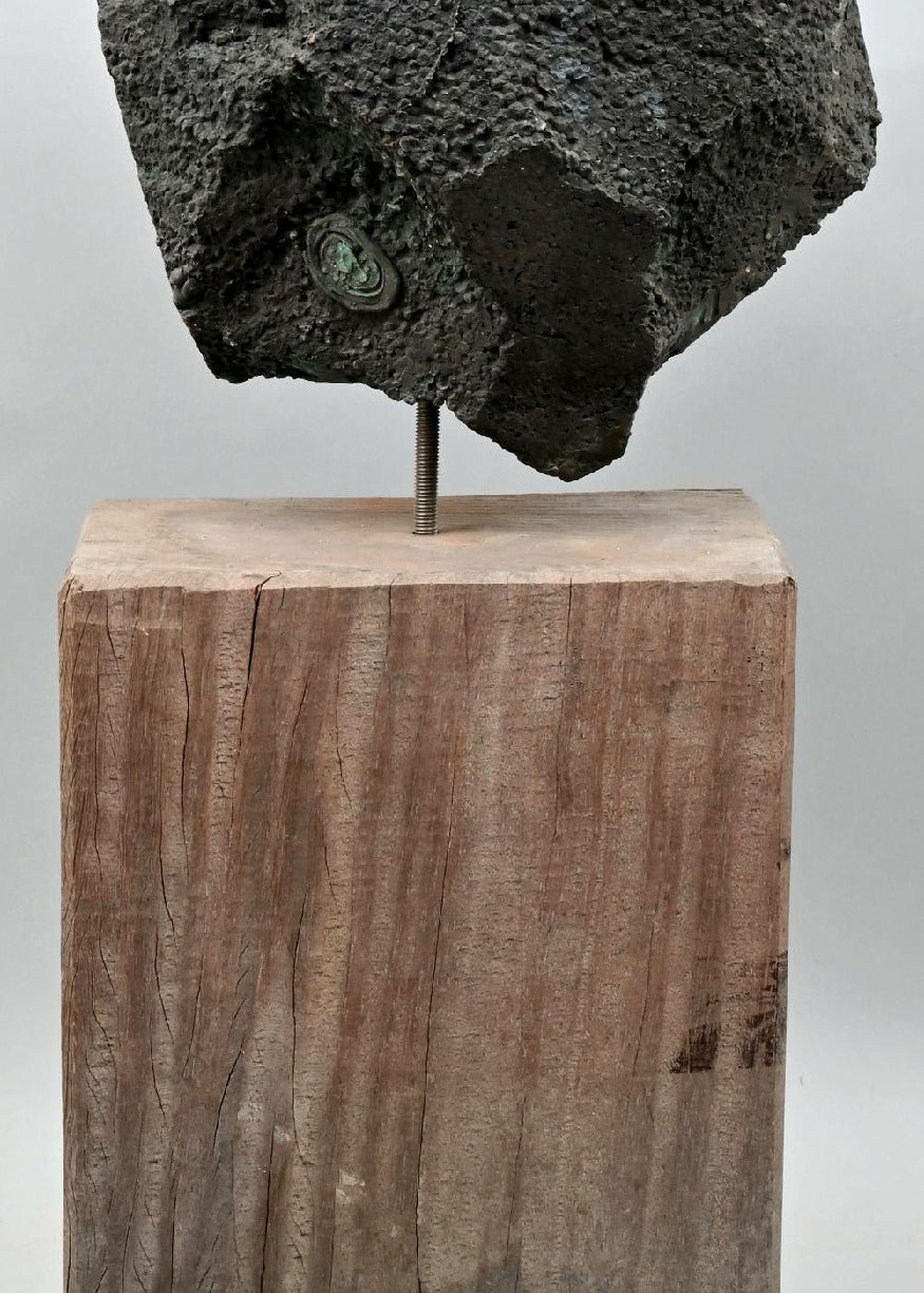 Unique Amorphous Stone Chicken Sculpture - Bronze, Antique Color